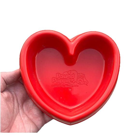 VTG Tonka Pound Puppies Heart Red Feeding Dish Food Water Bowl Plastic - Picture 1 of 3